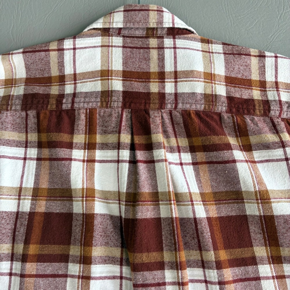 Eddie Bauer Mens XL Flannel Plaid Button Down Shirt Brick Brown Gorpcore Flannel - Picture 14 of 16